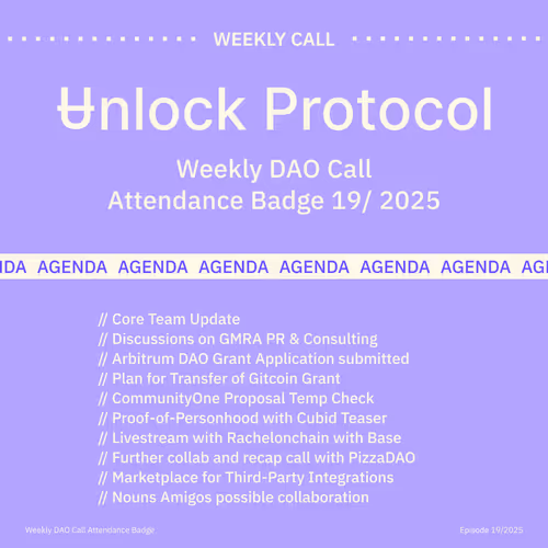 Unlock DAO Call 19/2025
