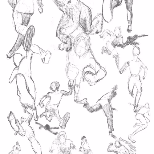 Studies of running poses in different perspectives