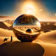 A spherical android engraved with cosmic circuitry