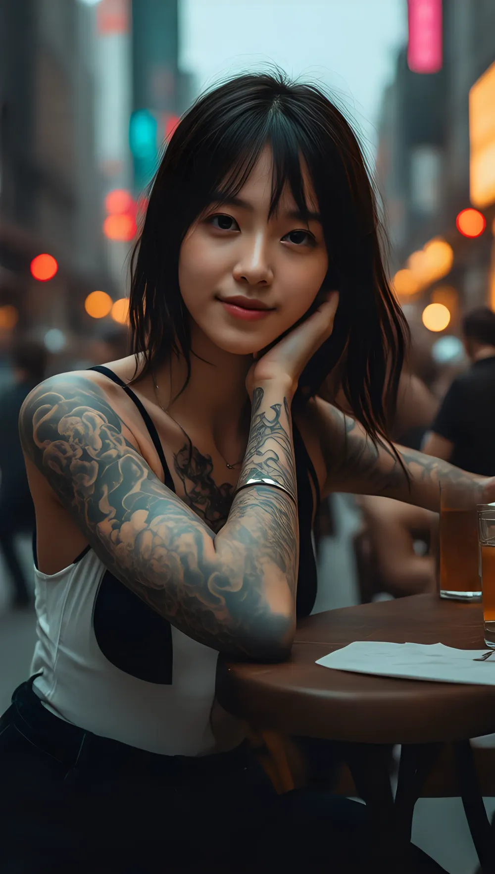 Fashionable Girl Bokeh Portrait Girl