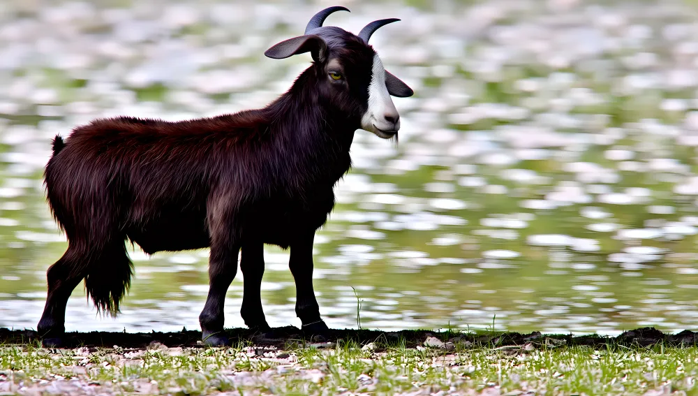 Black Goat Standing Sprin...