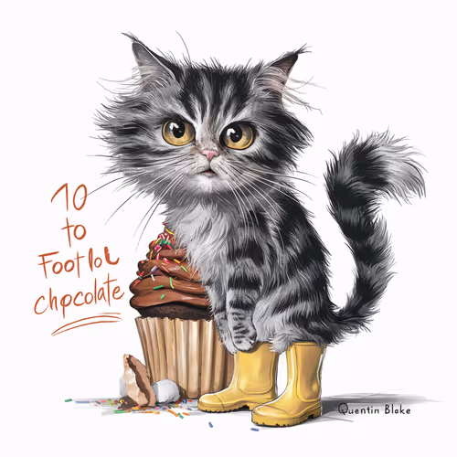 Quentin Blake's collection of a cat with disheveled fur v2