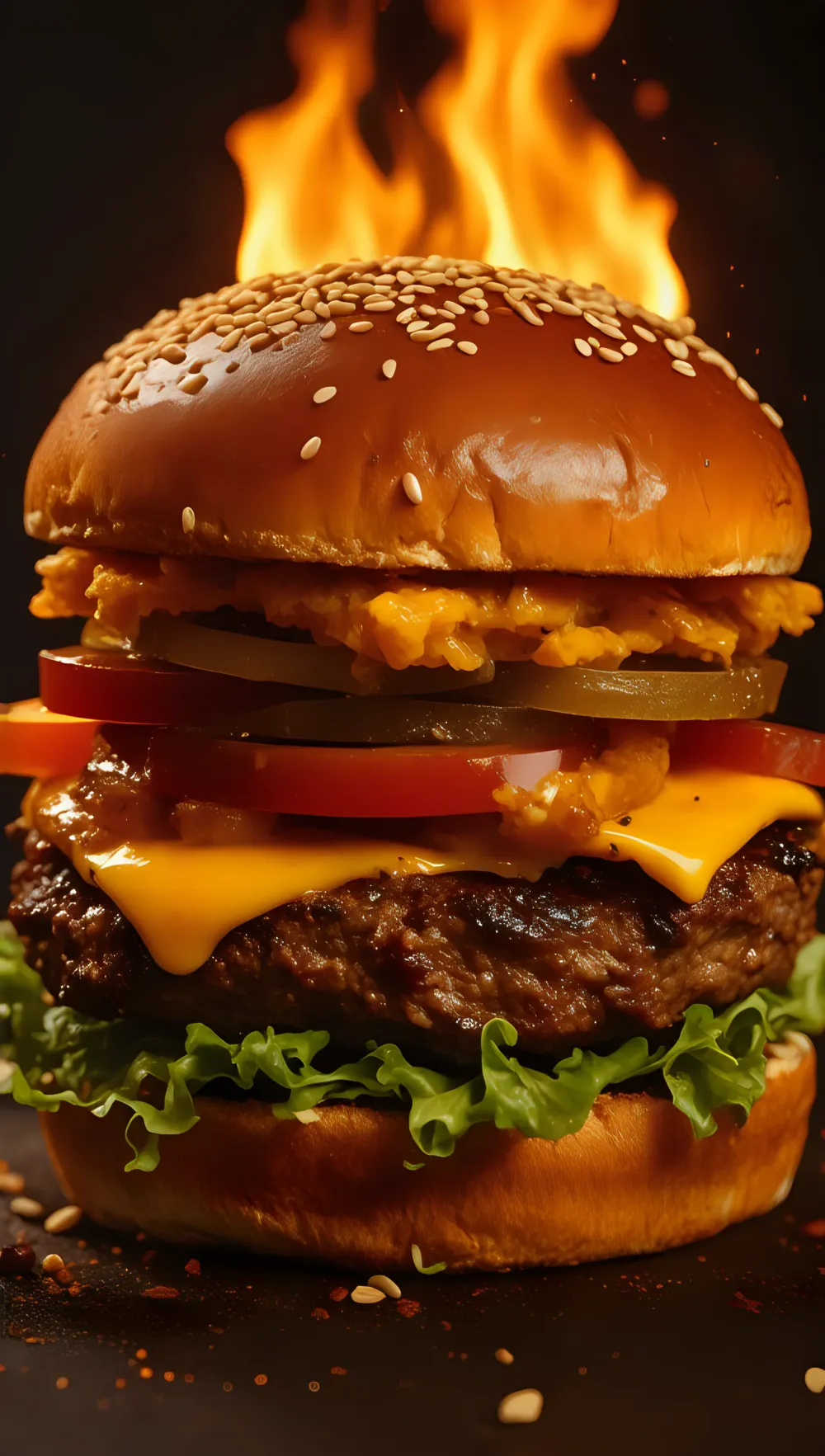 Beef Burger Low Angle Bur...