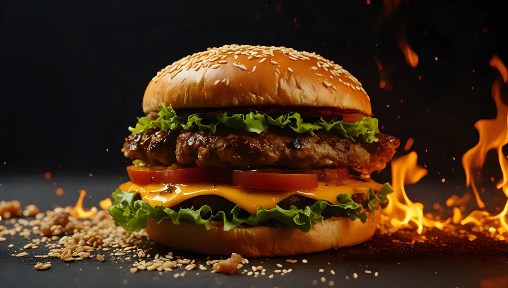 AI Food Art Burger Ad Cam...