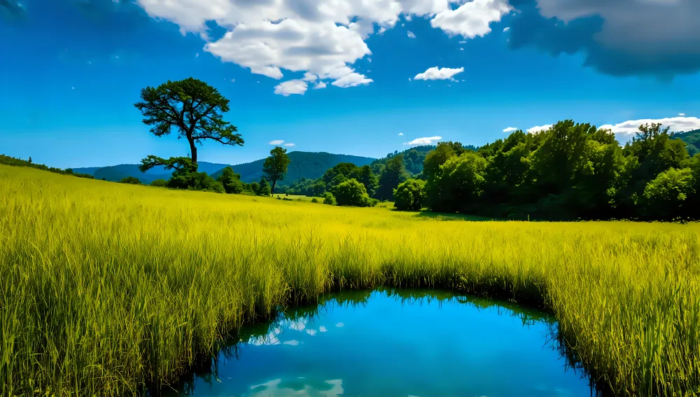 Verdant Meadows Beneath a...