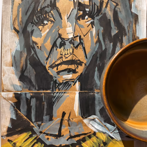sketch on paper bag