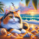 Cat by the beach