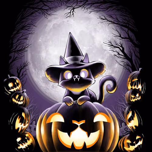 Halloween Lanterns and Cats