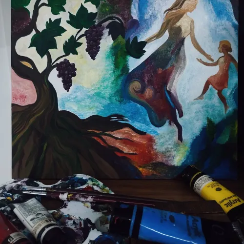 Acrylic painting moment ????????️