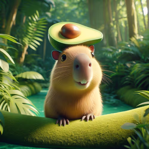 Avocado Serenity: Capybaras in the Woodland