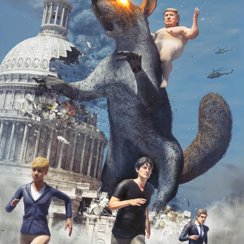 TRUMP STORMING CAPITOL WITH PEANUT AS PLAN B by BEEPLE