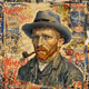 "Vincent with a Pipe No. 3: Inspired by Basquiat"
