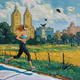 "Run in Central Park" in the Style of Vincent Van Gogh