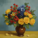 "Still Life with Flowers and Berries. No. 10" in the Style of Vincent Van Gogh