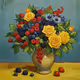 "Still Life with Flowers and Berries. No. 5" in the Style of Vincent Van Gogh