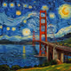 "Golden Gate Bridge" in the Style of Vincent Van Gogh