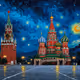 "Starry Night Over Moscow" in the Style of Vincent van Gogh