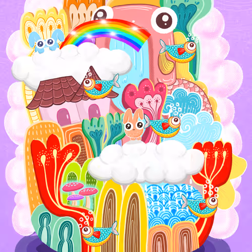 Imagination to colorful art.