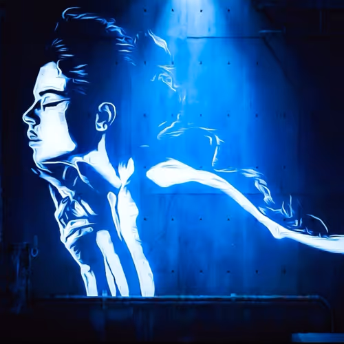 feminine beauty in blue graf
