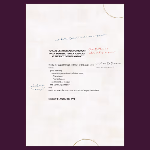 POEMS IN THE PUBLIC DOMAIN The Marianne Moore Edit by Ana Maria Caballero & Hieroglyphica