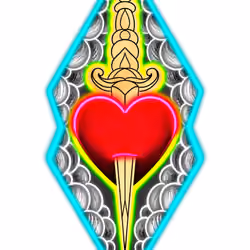 Neon Traditional Heart and Dagger 