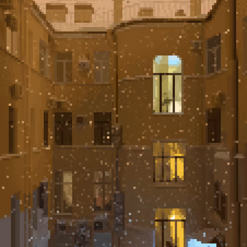 Evening winter courtyard