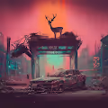 Elk in the ruins