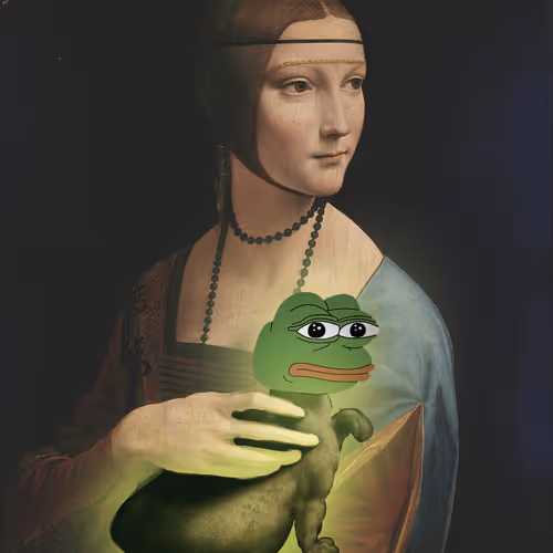Lady with an neon Pepe