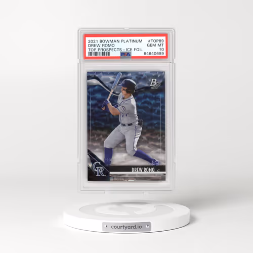 2021 Bowman Platinum Top Prospects #TOP 89.00 Drew Romo - Ice Foil (PSA 10 GEM MINT)