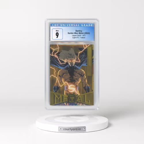2022 Skybox Marvel Metal Universe Spider-Man #75 Sentry - Light FX Yellow (CGC 9 MINT)