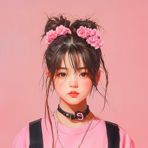 Portrait of Irene in Pink Fantasy Style