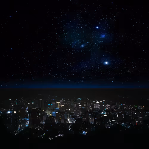 Cosmic Skyline: A City Beneath the Stars