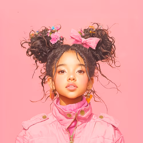 Floral Dream: Portrait of a Girl in Playful Pink