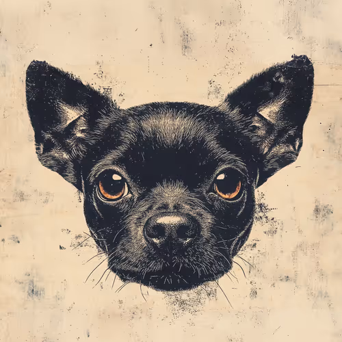 Timeless Gaze: 2015 Chihuahua Portrait in Monochrome