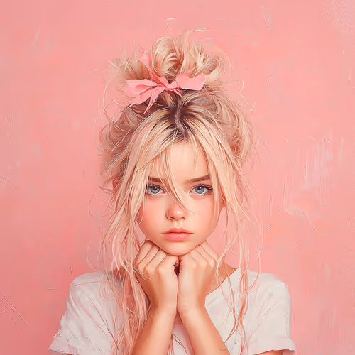 Innocent Grace: Portrait of a Girl in Soft Pink Hues