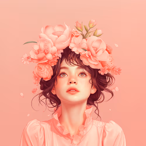 Whimsical Dreamer with a Floral Crown