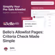 Bello's Allowlist Pages: Criteria Check Made Simple