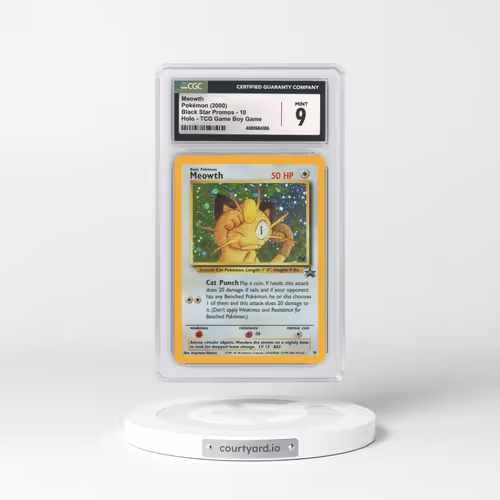 2000 Black Star Promos #10 Meowth - Holo TCG Game Boy Game (CGC 9 MINT)