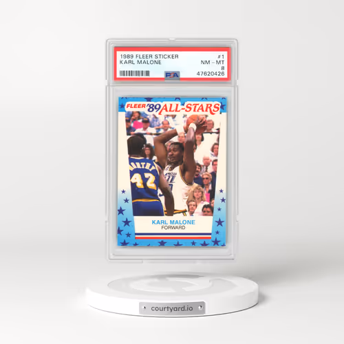 1989 Fleer Sticker #1 Karl Malone (PSA 8 NM-MT)