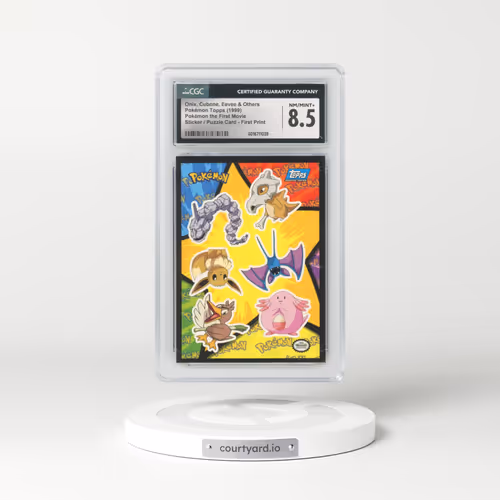 1999 Pokémon the First Movie Onix, Cubone, Eevee, Zubat, Farfetch'd, Chansey - Sticker / Ash Puzzle Card First Print (Blue Topps Logo) (CGC 8.5 NM-MT+)