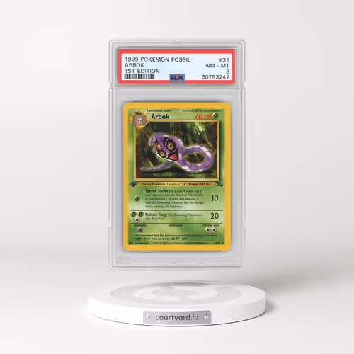 1999 Pokémon Fossil #31 Arbok - 1st Edition (PSA 8 NM-MT)