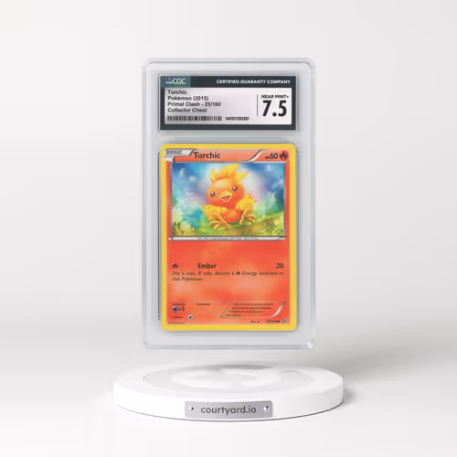 2015 Primal Clash #25/160 Torchic - (Holo Lines are 45 Deg.) Sheen Holo Collector Chest (CGC 7.5 NM+)