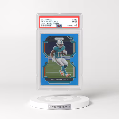 2021 Panini Prizm #338 Jaylen Waddle - Light Blue Prizm (PSA 9 MINT)