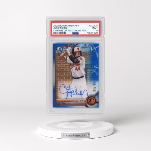 2022 Bowman Draft Chrome Draft Pick Autographs #CDAJF Jud Fabian - Blue Refractor (PSA 9 MINT)