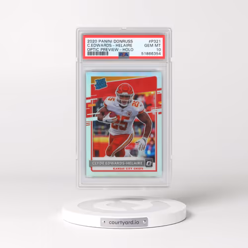 2020 Panini Donruss #P321 Clyde Edwards-Helaire - Optic Preview-Holo (PSA 10 GEM MINT)