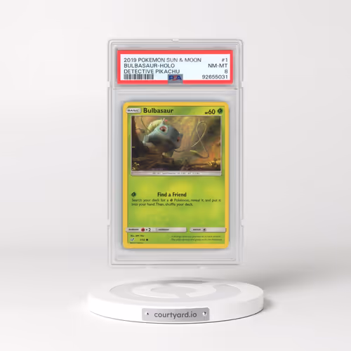 2019 Pokémon Sun & Moon Detective Pikachu #1 Bulbasaur - Holo (PSA 8 NM-MT)