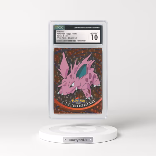 1999 Topps Series 1 #33 Nidorino - Holo Third Print (Black Logo) Silver Foil (Flames and Teardrops) (CGC 10 GEM MINT)