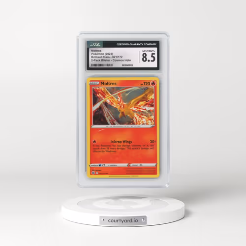 2023 Pokémon Sword and Shield Silver Tempest Two Pack Blister #021 Moltres - Holo (CGC 8.5 NM-MT+)