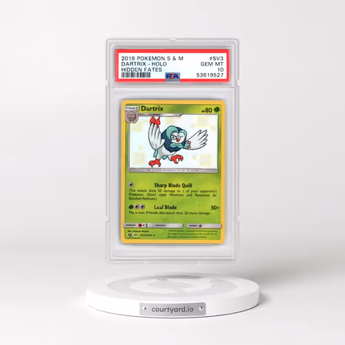 2019 Pokémon Sun & Moon Hidden Fates #SV3 Dartrix - Holo (PSA 10 GEM MINT)