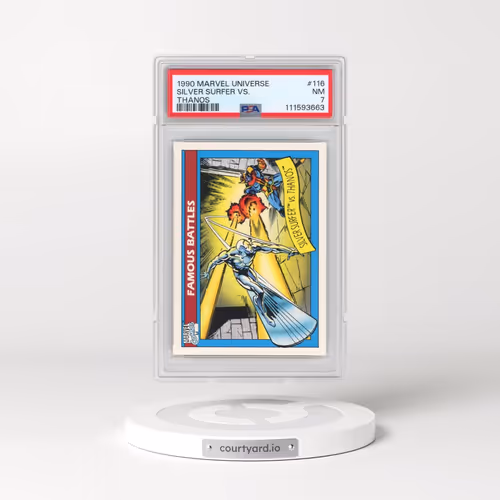 1990 Marvel Universe #116 Silver Surfer vs. Thanos (PSA 7 NM)